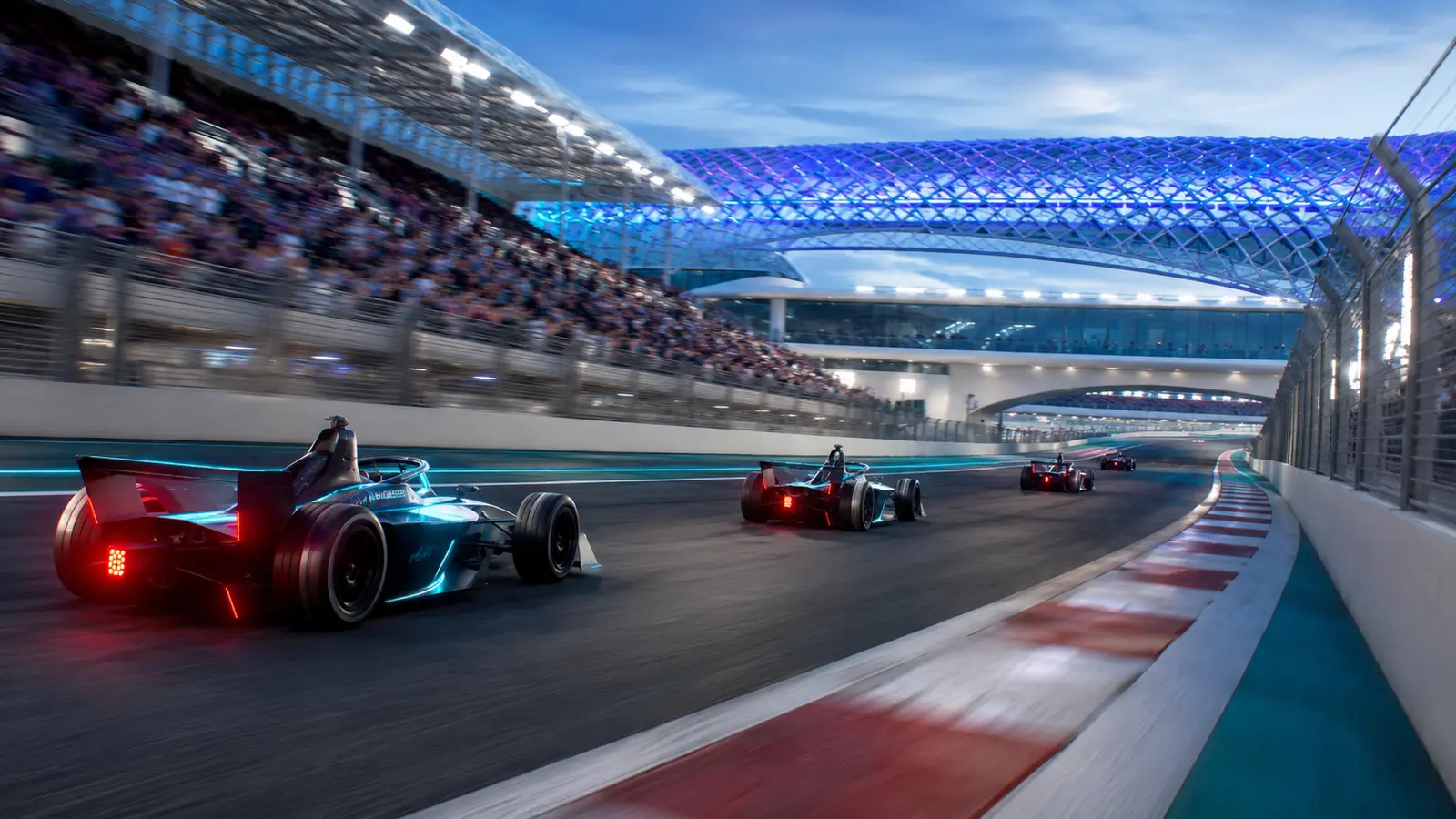 Monoplazas eléctricos conceptuales compiten en un circuito interior y exterior inspirado en Londres.